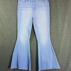 GiGi Fit Flare Jeans Junior’s 13 / 31 Light Wash Wide Leg Raw Hem Retro Y2K
